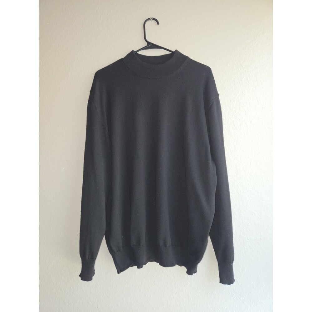 Murano by Raffi Men XL Black Sweater 100% Extra Fine Merino Wool Made in Italy